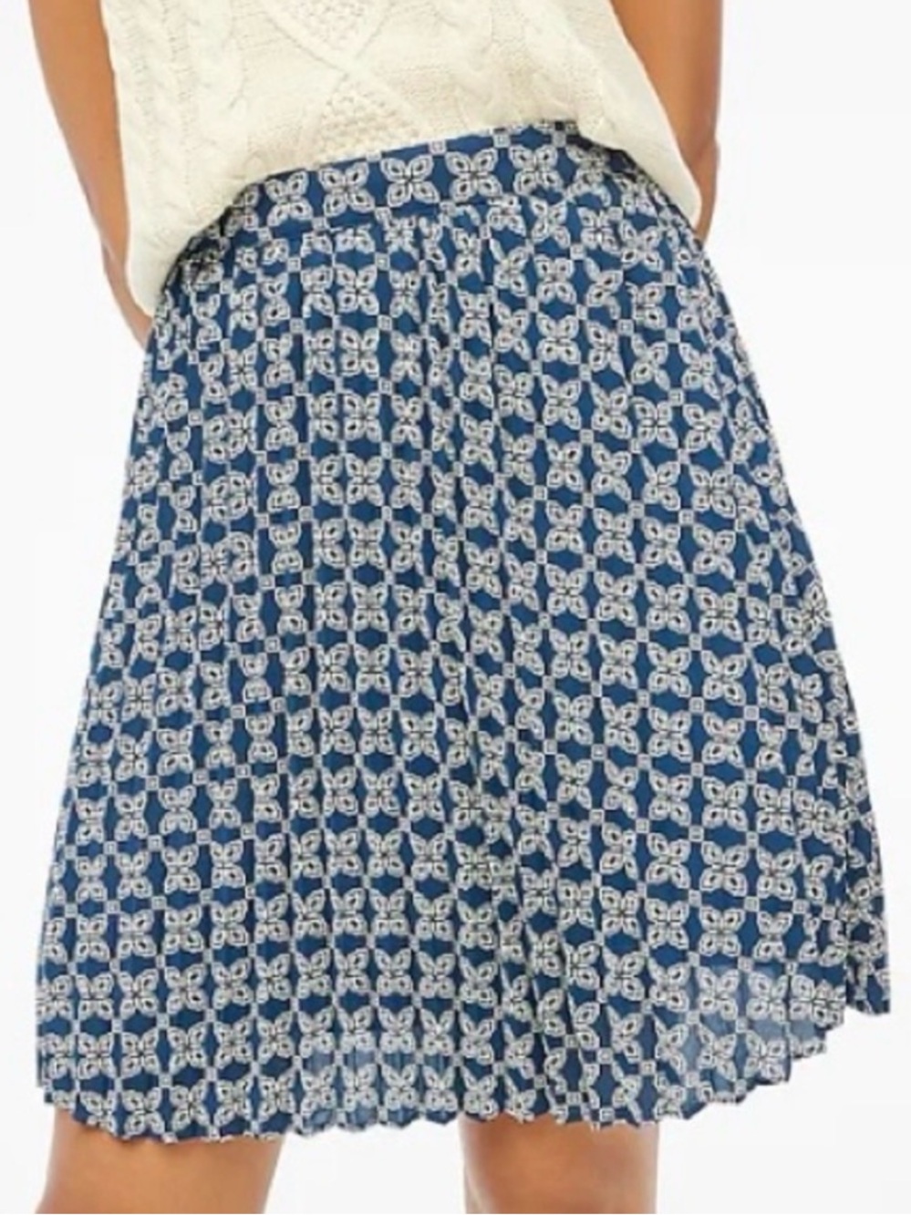 J. Crew Factory Navy and White Circle-Pattern Skater Skirt
